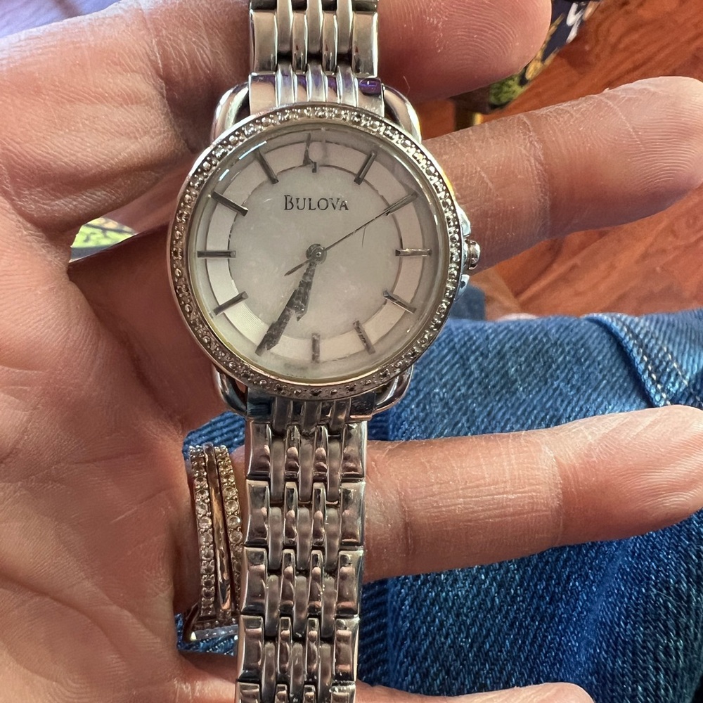 Bulova Silver Timepiece with Crystal Details